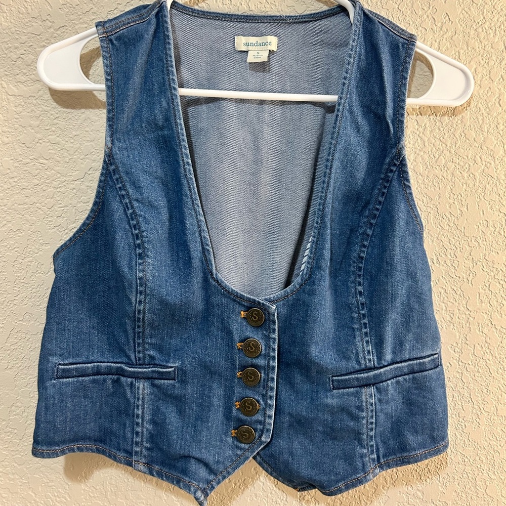Sundance Denim Buttoned Vest